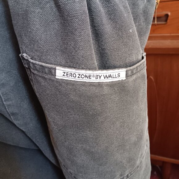 Large Short 38-40 Vintage Zero-Zone Walls Gray Insulated Work Bib Overalls  90s - Picture 9 of 11